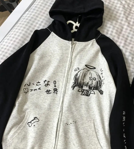 Zip Up Hoodie Women Clothes Streetwear Anime Print Cute Jackets Y2k Tops Hooded Casual Fashion Oversized Sweatshirt Ropa Mujer