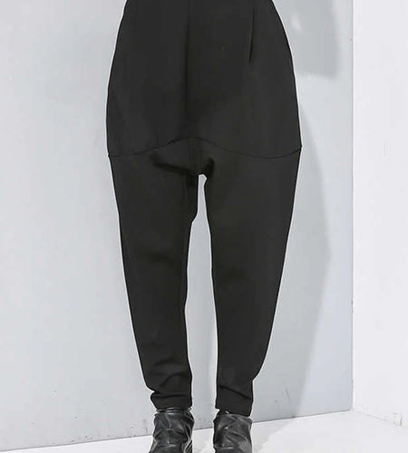 High Elastic Waist Black Leisure Long Harem Trousers New Loose Fit Pants Women Fashion Tide Spring Autumn 2025 1N479