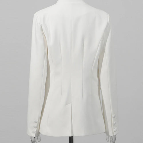 Load image into Gallery viewer, Solid Spliced Diamonds Luxurious Blazers for Women V Neck Long Sleeves Patchwork Button Temperament Blazer Female
