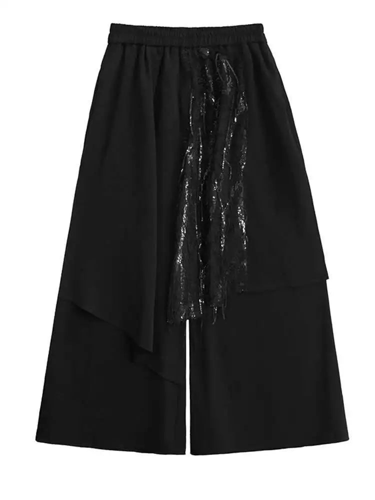 Big Size Irregular Vest Sequins Wide Leg Pants Two Piece Suit New V-Neck Sleeveless Women Fashion Tide Spring Autumn 2025