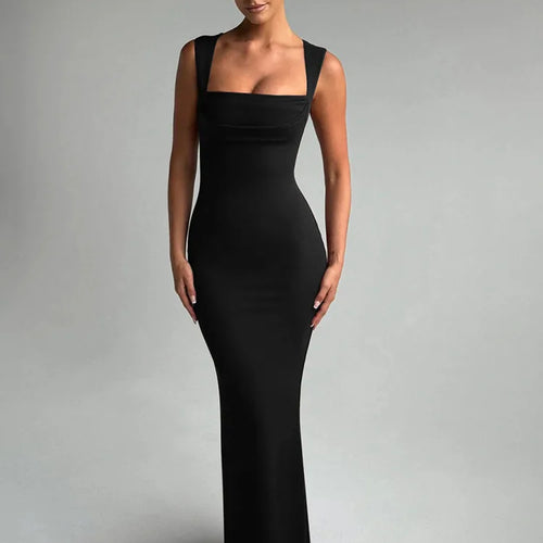 Load image into Gallery viewer, Square Collar Sleeveless Sexy Maxi Dress For Woman Fashion Spring Summer New High Waist Bodycon Club Party Long Dress
