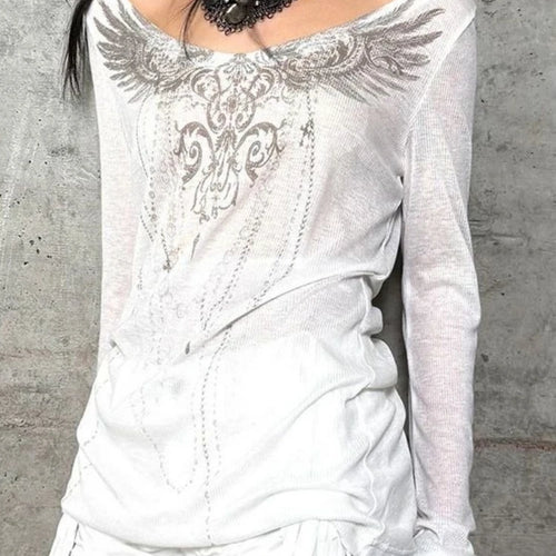 Load image into Gallery viewer, Y2k Aesthetic Sun Protection Women T-shirt Vintage Printing Streetwear Grunge Tshirts 2025 Harajuku Gothic Slim Fit Tees Femme
