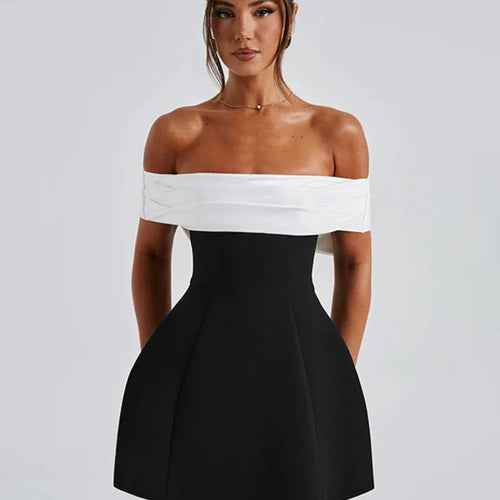 Load image into Gallery viewer, Off-shoulder Backless Sexy Mini Dress For Women Fashion Strapless Sleeveless High Waist A-line Club Party Dress Elegant
