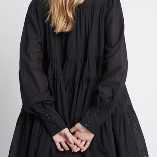 Load image into Gallery viewer, Casual Solid Shirt Dress Female Lapel Collar Long Sleeve Patchwork Folds High Waist Loose Dresses Female 2022 Clothing Style
