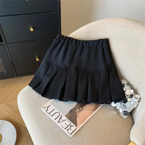 Load image into Gallery viewer, Women Solid College Style High Waist Pleated Short Skirt Spring Summer Casual Versatile A-line Mini Skirt Fashion Simplicity New
