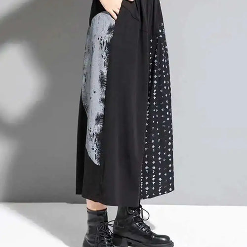 Load image into Gallery viewer, High Elastic Waist Black Pattern Printed Wide Leg Pants New Loose Fit Trousers Women Fashion Spring Autumn 2025 1DF8308
