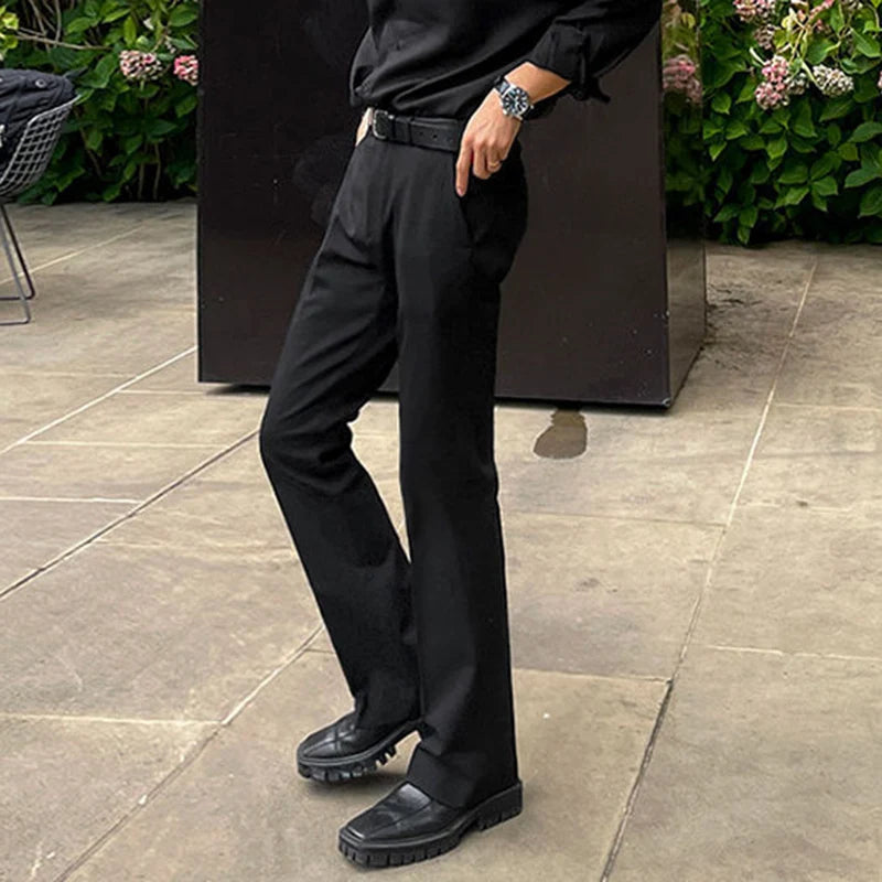 Business Casual Men's Suit Pants Solid Color Boot Cut Trousers Droop Straight Leg Male Trousers Simple Menswear New 9C8992