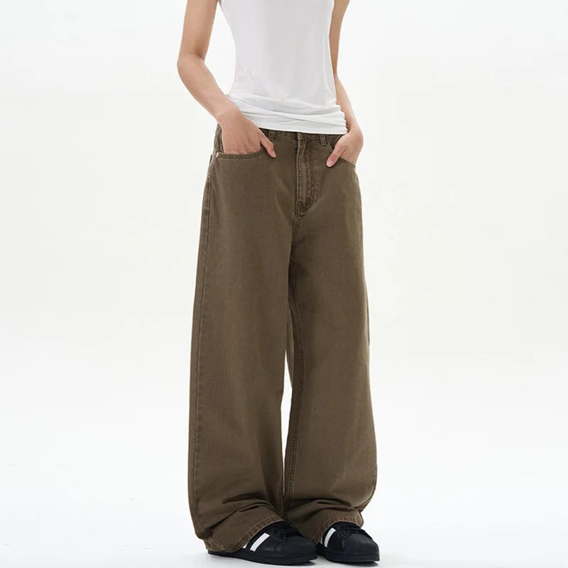 Fashion Men's Wear Simple Wide Leg Male Trousers Spring Summer Men Bottoms 2025 Loose Fit Washed American 9W1318