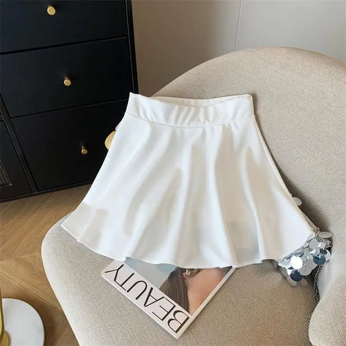 Load image into Gallery viewer, Spring Summer Black A-line Pleated Skirts White Elastic High Waist Slim Short Skirt For Girls Ruffle Edge Party Skirt Simplicity
