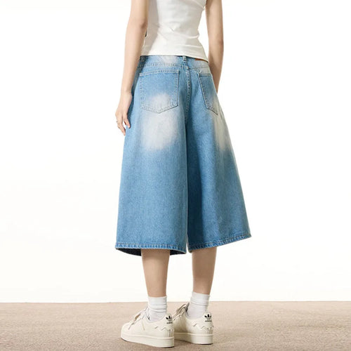 Load image into Gallery viewer, Men&#39;s Denim Shorts Cropped Jeans Solid Color New Summer Fashion Trendy Wide Leg Loose Male Clothing Men Clothing 9W1346
