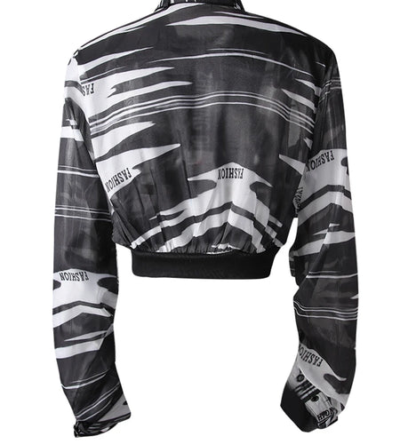 Black Leopard Printed Thin Short Jacket New Stand Collar Long Sleeve Women Coat Fashion Tide Spring Summer 2025 CPG3170