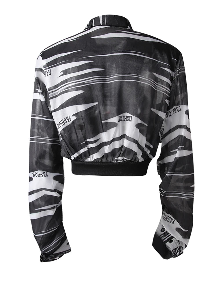 Black Leopard Printed Thin Short Jacket New Stand Collar Long Sleeve Women Coat Fashion Tide Spring Summer 2025 CPG3170