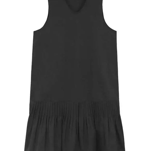 Load image into Gallery viewer, Women Black Pleated Hem Elegant Big Size Midi Vest Dress New V-Neck Sleeveless Fashion Tide Spring Autumn 2025 1DH9964
