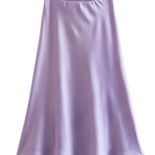 Load image into Gallery viewer, Hot Sale Solid Satin Elastic Waist Women A-Line Skirt Summer Female Slim Falda
