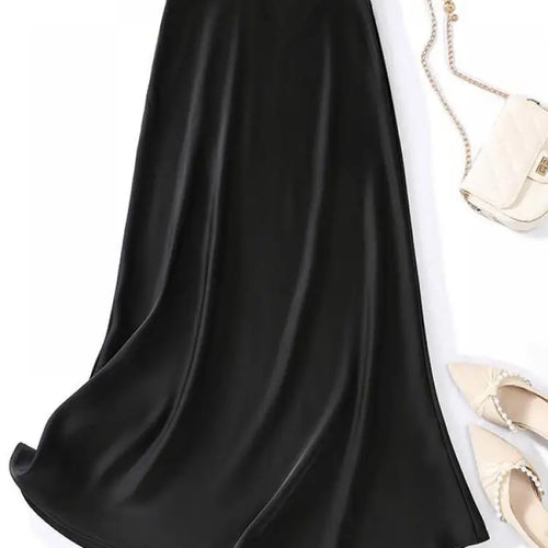 Load image into Gallery viewer, Korean Fashion Solid Elegant High Waist Zipper Long Skirt Women's Summer Vacation Party Wrapped Hip A-line Skirt 2024 Streetwear
