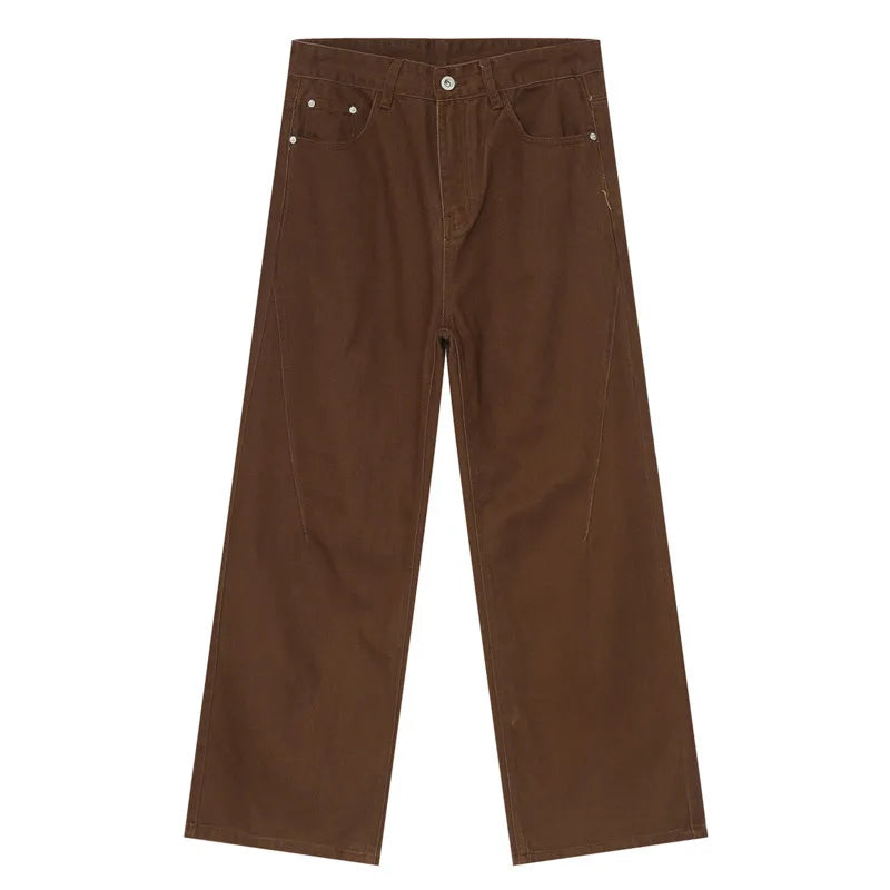 Men's fashion trend New denim pants Korean Minimalist Solid Color Cleanfit Straight Loose Jeans Trendy trousers 9C4539