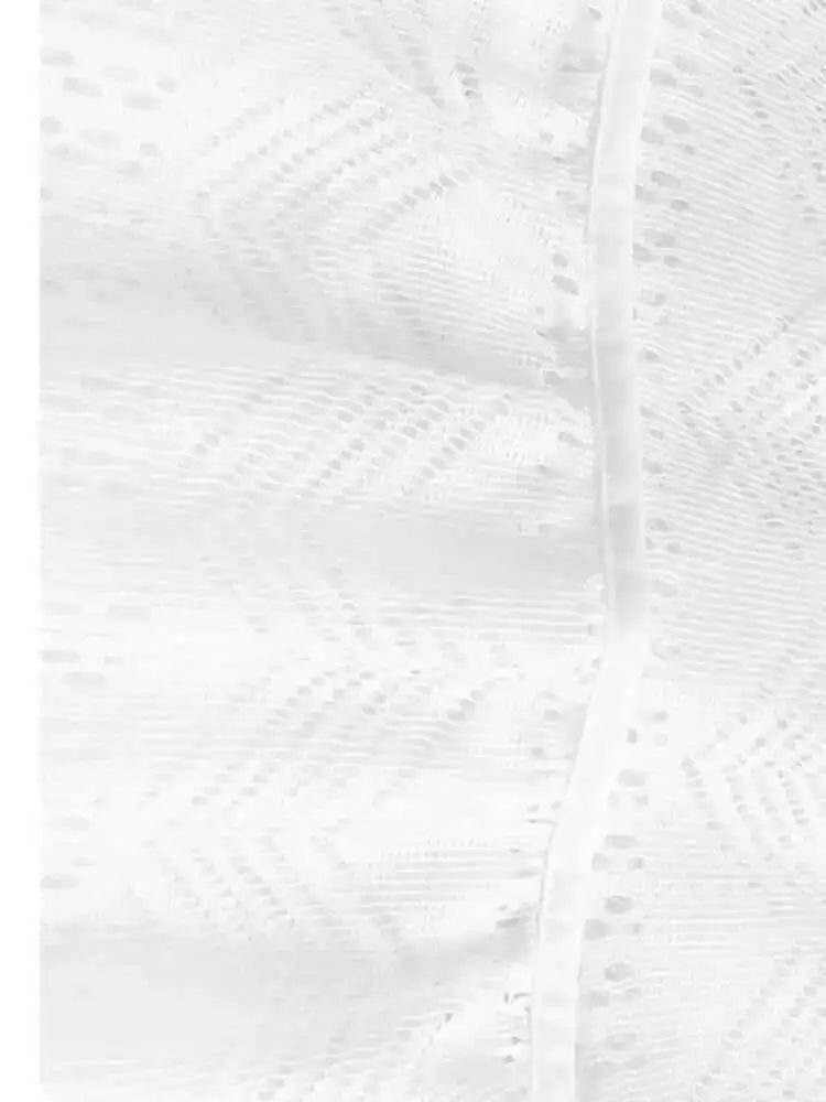 Women Black Lace Hollow Out Tassels Big Size Midi Shirt Dress New Lapel Long Sleeve Fashion Spring Autumn 2025 1DH8942