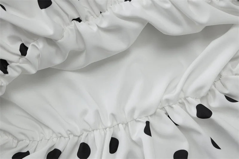 Halter Print Polka Dot Mini Dress Women Fashion Off-shoulder Sleeveless Backless High Waist A-line Club Party Dress