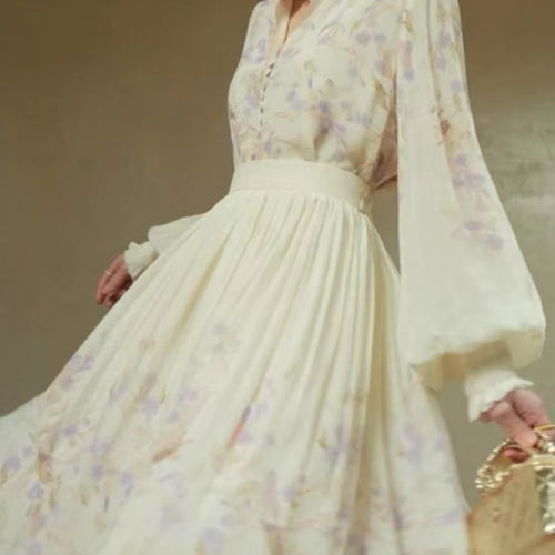 Load image into Gallery viewer, Hit Color Loose Dresses For Women V Neck Long Sleeve High Waist Temperament Dress Female Fashion Style Clothes New
