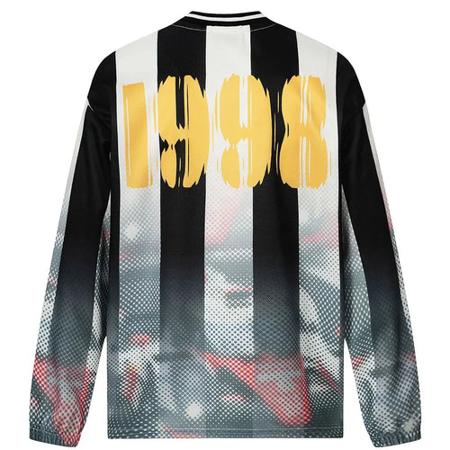 Vintage T-Shirt Y2K Grunge Streetwear Graphic Printed Racing Sport Long Sleeve Tshirt Hip Hop Harajuku Casual Loose V-Neck Shirt
