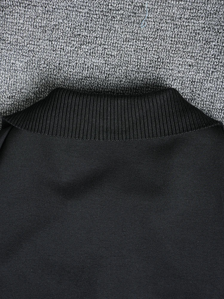 Black Denim Color-block Short Casual Jacket New V-neck Long Sleeve Women Coat Fashion Tide Spring Autumn 2025 CP3514