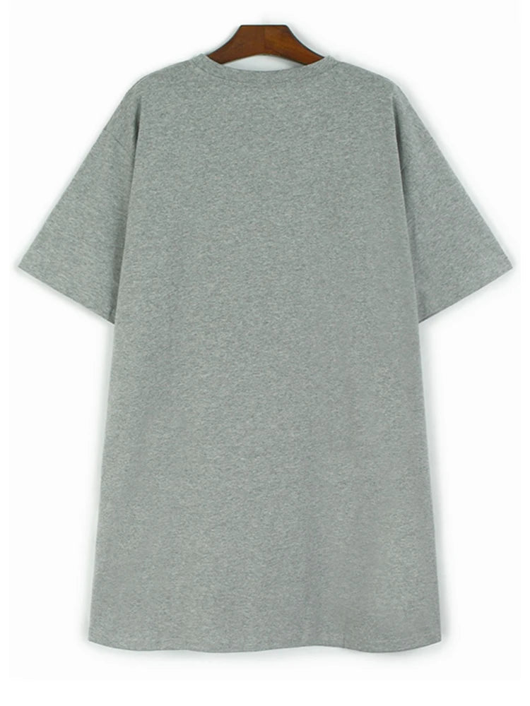 Women Gray Mesh Ruffles Big Size Mini T-shirt Dress New Round Neck Short Sleeve Fashion Tide Spring Summer 2025 1DH9812