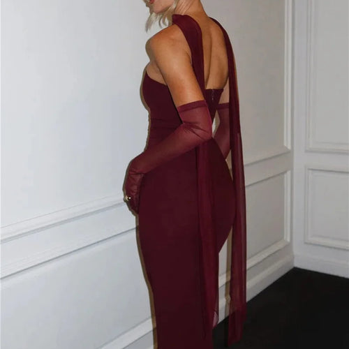 Load image into Gallery viewer, Scarf Collar Strapless Sexy Maxi Dress For Women Fashion Off-shoulder Backless Bodycon Club Party Long Dress Elegant
