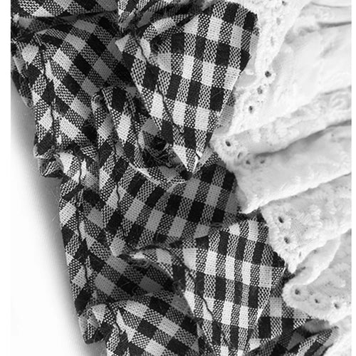 Load image into Gallery viewer, Women Black White Lace Color-block Big Size T-shirt New Round Neck Half Sleeve Fashion Tide Spring Summer 2025 1DH9816
