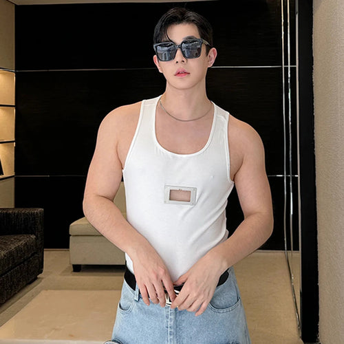 Load image into Gallery viewer, Summer Sexy Style Men&#39;s Vest Metal Hollow Round Neck Pullover Tank Top Male Stylish Menwear Niche Design 9C5993
