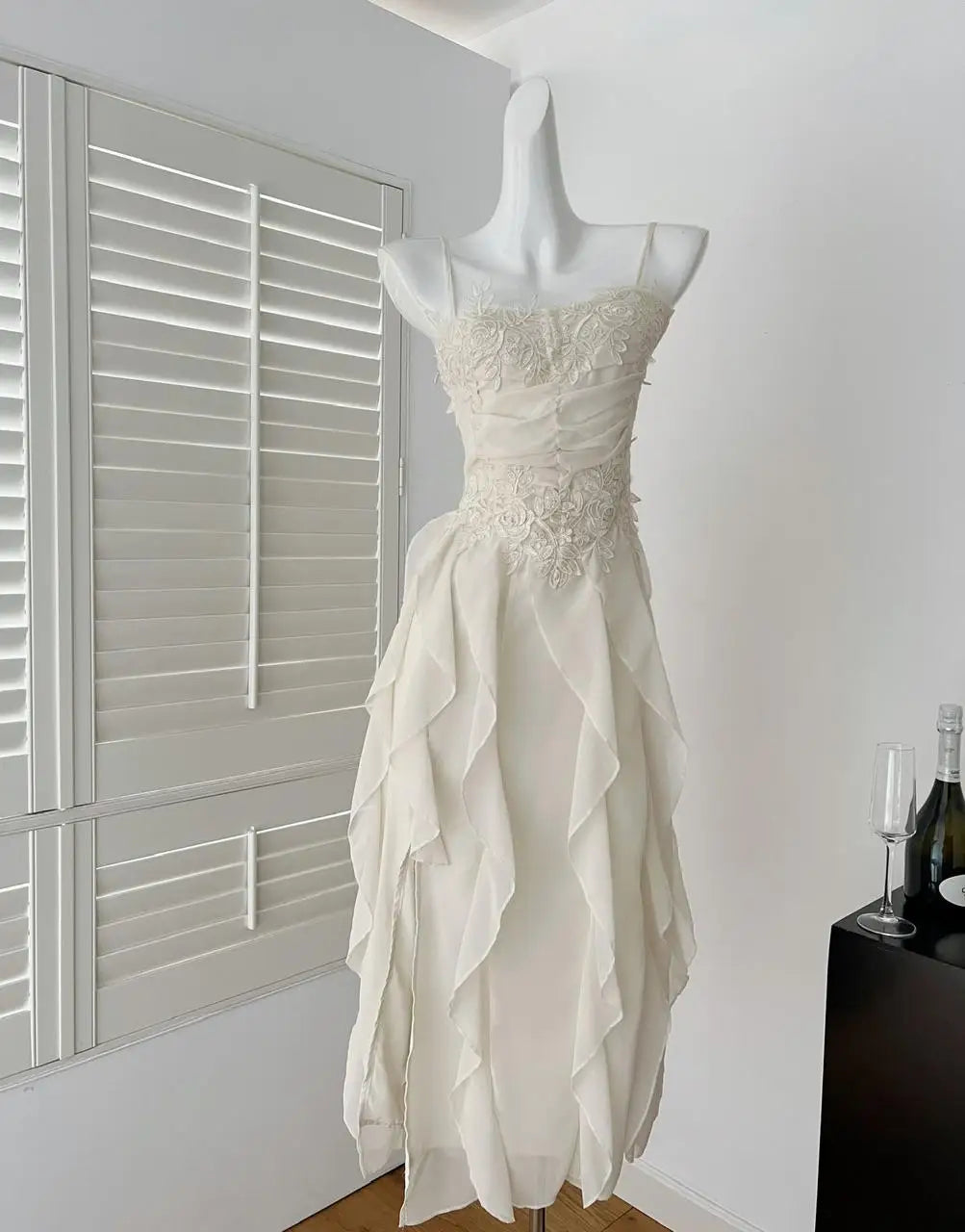 Summer French Vintage New Purple Elegant Slim Backless Party Dress Women Beige High Waist Sleeveless Ruffle Edge Slip Long Dress