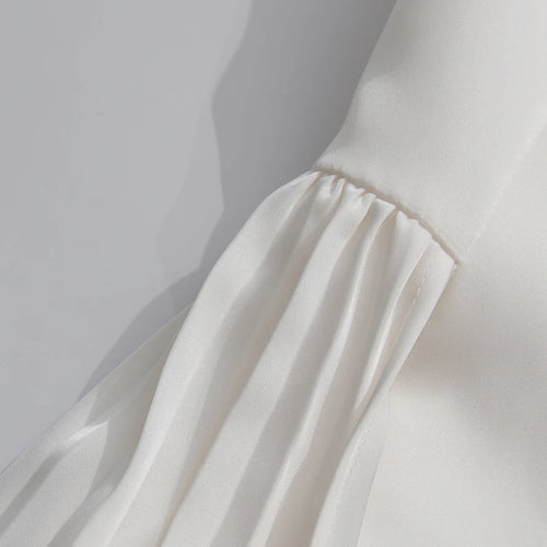 Load image into Gallery viewer, Elegant Pleated Lace Up Trench for Women V Neck Long Sleeve Tunic Minimalist White Coats Female Fashion Clothes
