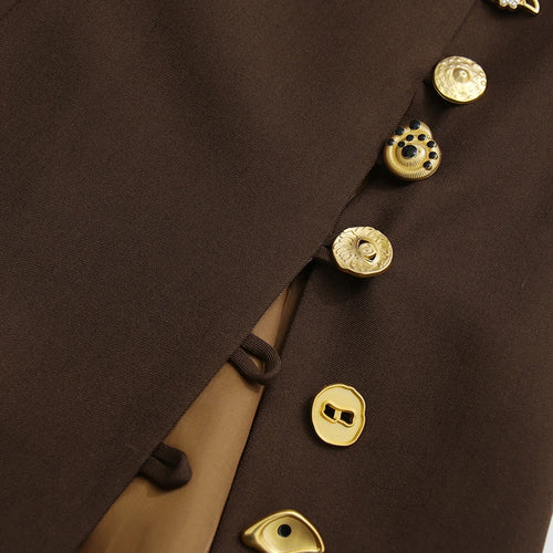 Load image into Gallery viewer, Solid Slimming Spliced Breasted Fashion Dresses for Women Round Neck Long Sleeves High Waist Dress Female Clothing
