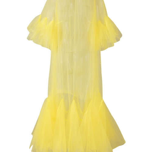 Load image into Gallery viewer, Women Black Ruffles Long Big Size Dress New Round Neck Three-quarter Sleeve Loose Fit Fashion Spring Summer 2025 JR77101
