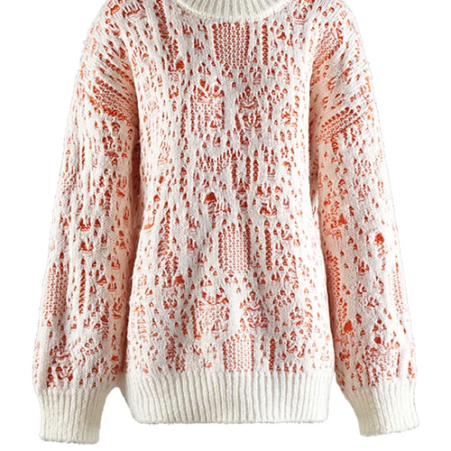 Load image into Gallery viewer, Orange Holes Big Size Knitting Sweater Round Neck Long Sleeve Women Pullovers New Fashion Tide Spring Autumn 2025 CPG2566
