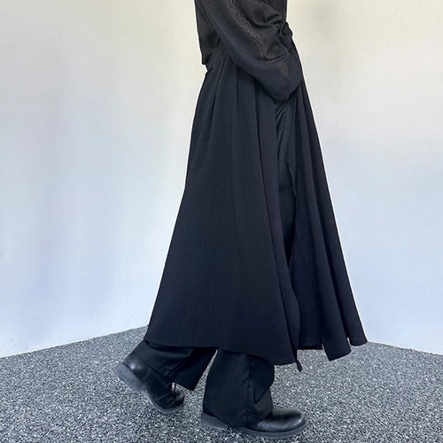 Load image into Gallery viewer, Men&#39;s Straight Leg Pantskirt 2024 New Trendy Fake Two Piece Design Dark Style Versatile Elastic Waist Loose Trousers 9C5891
