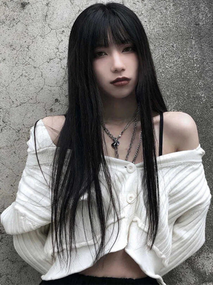 Harajuku Black White Sweater Cropped Cardigan Women Korean Fashion Streetwear Jumper Female Autumn Hoody Knitted Top