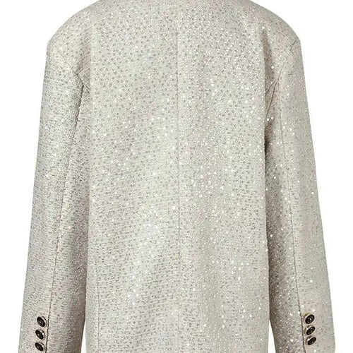 Load image into Gallery viewer, Women Beige Sequins Big Size Elegant Blazer New Lapel Long Sleeve Loose Fit Jacket Fashion Tide Spring Autumn 2025 CPG0776
