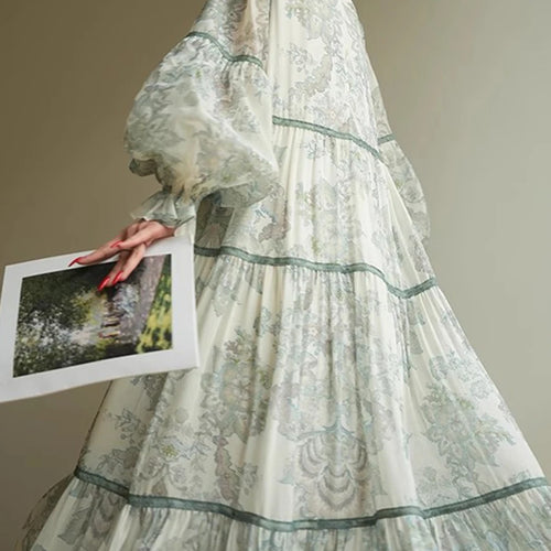 Load image into Gallery viewer, Hit Color Loose Dresses For Women O Neck Long Sleeve High Waist Temperament Long Dress Female Fashion Style Clothes
