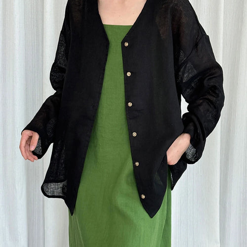 Load image into Gallery viewer, Women Gray Thin Casual Big Size Elegant Blouse New V-neck Long Sleeve Shirt Fashion Tide Spring Autumn 2025 1DJ1695
