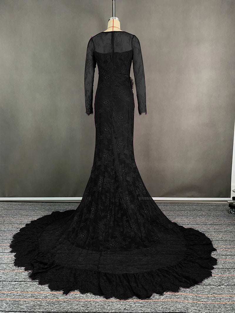 Long Dresses for Party Evening Formall Bodycon Summer Clothes Women 2024 Autumn Summer Lace Floor-Length Dress