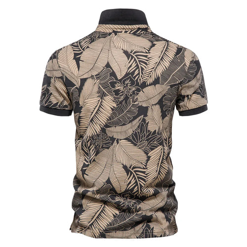 Load image into Gallery viewer, Hawaii Style Polo Shirts for Men 100% Cotton Short Sleeve Quality Leaf Printed Men&#39;s Polos T Shirts Summer Men Clothing
