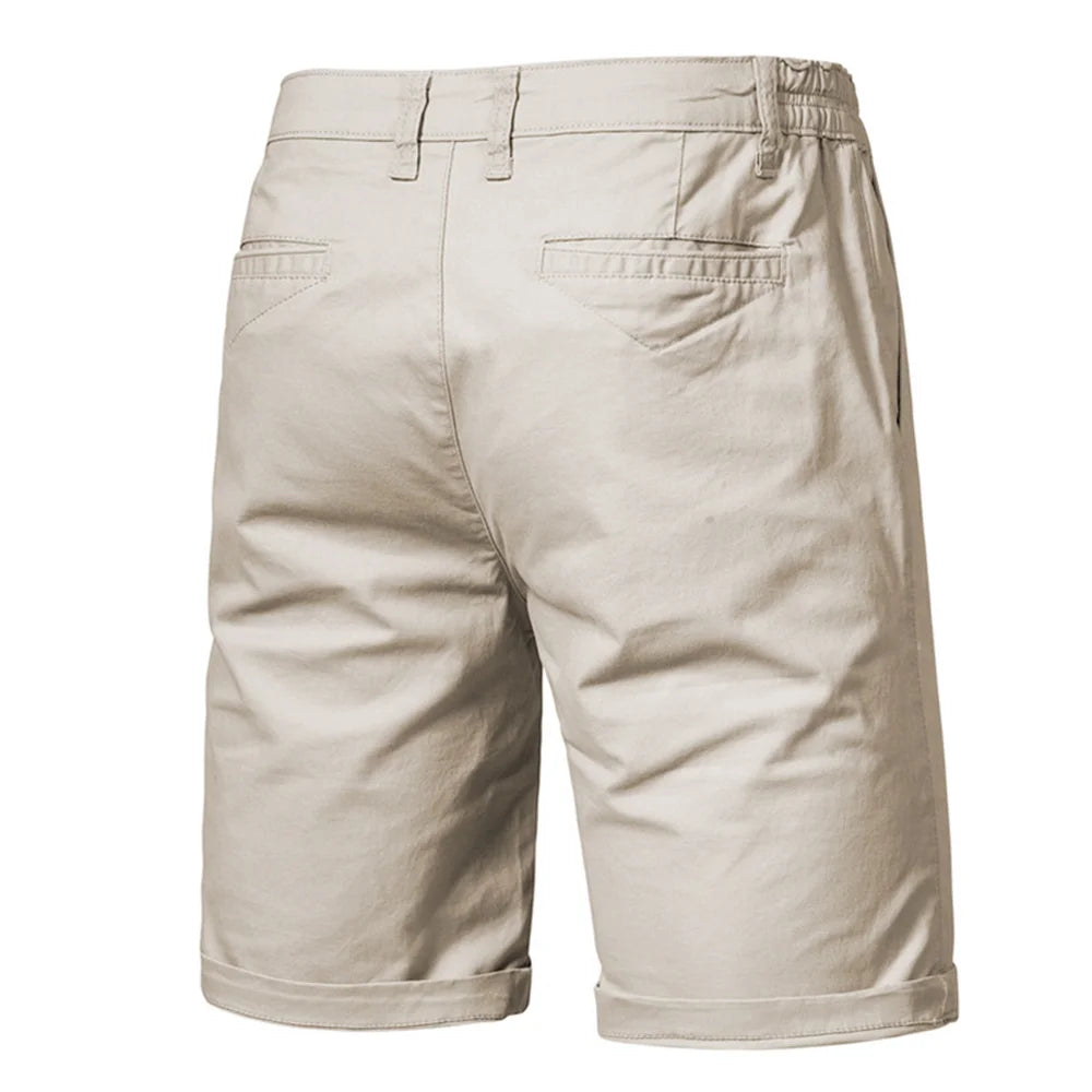 Summer 100% Cotton Solid Shorts Men High Quality Casual Business Social Elastic Waist Men Shorts 10 Colors Beach Shorts