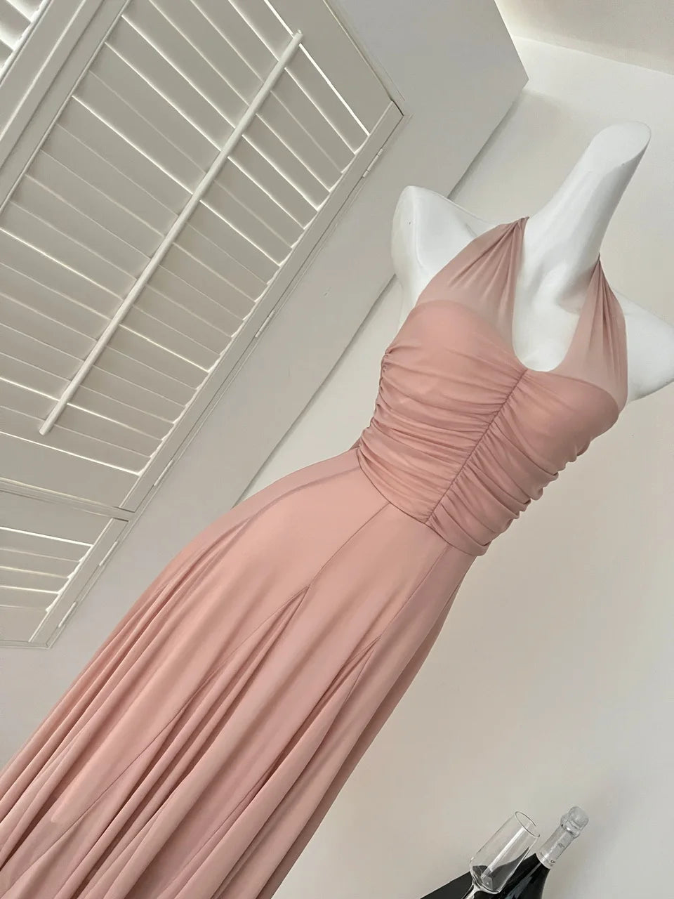 Summer Vintage Pink Sexy High Waist Evening Party Long Dress For Women V Neck Halter Bandage Elegant Backless Dresses 2025 Trend