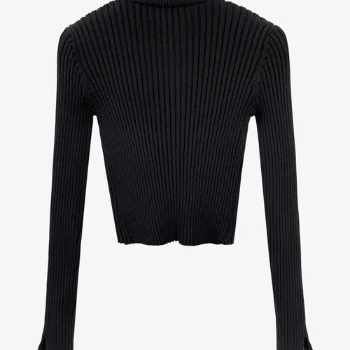Load image into Gallery viewer, Slim Black Sweater For Women Round Neck Long Sleeve Solid Minimalist Knitting Cardigan Female Spring Clothing Style
