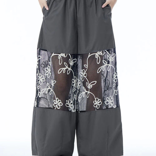 Load image into Gallery viewer, High Elastic Waist Black Grid Hollow Out Thin Wide Leg Pants New Trousers Women Fashion Tide Spring Autumn 2025 1DJ1246
