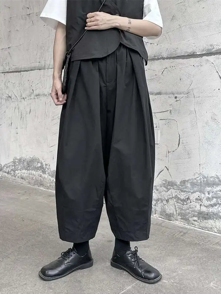 High Elastic Waist Black Pleated Long Wide Leg Pants New Loose Fit Trousers Women Fashion Tide Spring Autumn 2025 1DF9659