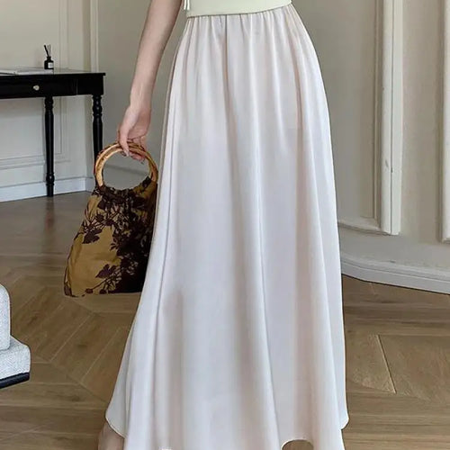 Load image into Gallery viewer, Korean Fashion Women's Elegant Sexy Pleated Long Skirt Spring Summer High Waist Vacation A-line Half Skirts 2025 Casual Ladies
