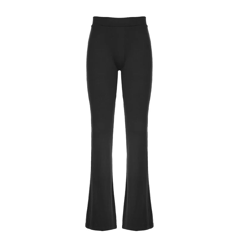 Casual Folds Black Skinny Gym Women Pants Streetwear Basic Flared Trousers High Waist Yoga Sweatpants Elastic Bottoms