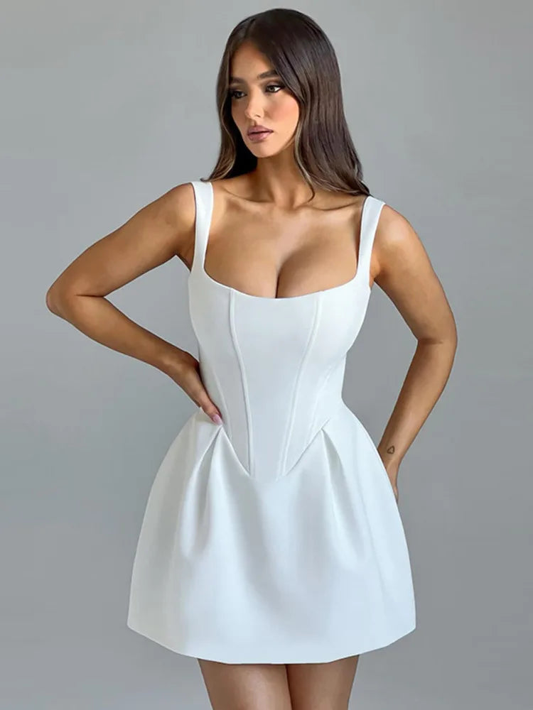 Women's Waist Wrap Tank Top Dress, Female Open Back, Sexy Mini Dress, Slim, Summer, New, Party Clothing, Fashion, 2024