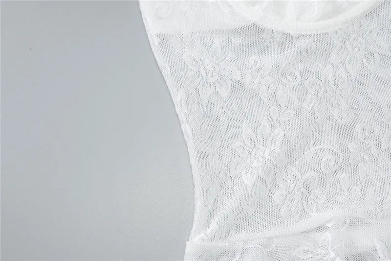 Lace Sexy Two Piece Sets Women Spaghetti Strap Sleeveless Crop Tops And Long Skirt Matching Sets Elegant Club Sets